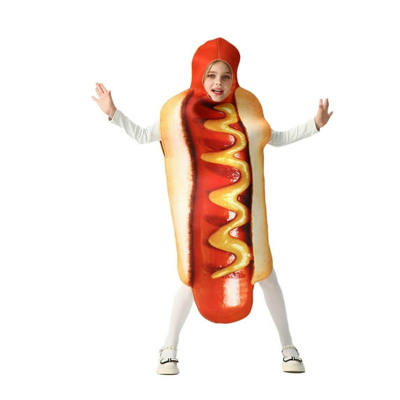 Odeerbi Toddler Girls Halloween Dresses Stage Performance Dress Outfits Children's Hot Dog Party Interest Outfit Orange