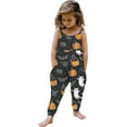 thumbnail image 1 of Odeerbi Toddler Girls Halloween Sleeveless Jumpsuit Strap Romper Kids Comfortable Cute Halloween Print Suspenders Leisure Long Pants Toddler Clothes Black, 1 of 6