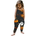thumbnail image 1 of Odeerbi Toddler Girls Halloween Sleeveless Jumpsuit Strap Romper Kids Comfortable Cute Halloween Print Suspenders Leisure Long Pants Toddler Clothes Black, 1 of 5