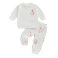 thumbnail image 1 of Odeerbi Toddler Girls Halloween Sweatsuits Fall Winter Two Piece Outfits Set Children's Fashion New Casual Long Sleeve Bow Cartoon Print Sweatshirt Jogger Pants Tracksuit Set, 1 of 6