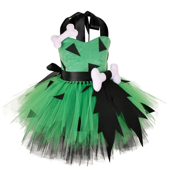Odeerbi Toddler Girls Halloween Tulle Tutu Dress with Headband Set Party Color Block Halter Dress