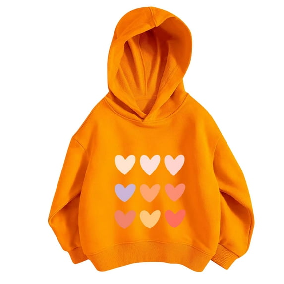 Odeerbi Toddler Girls Hoodies Printed Pullover Hooded Sweatshirts Fashion Casual Printing Long Sleeve Hooded Sweatshirt Tops Orange