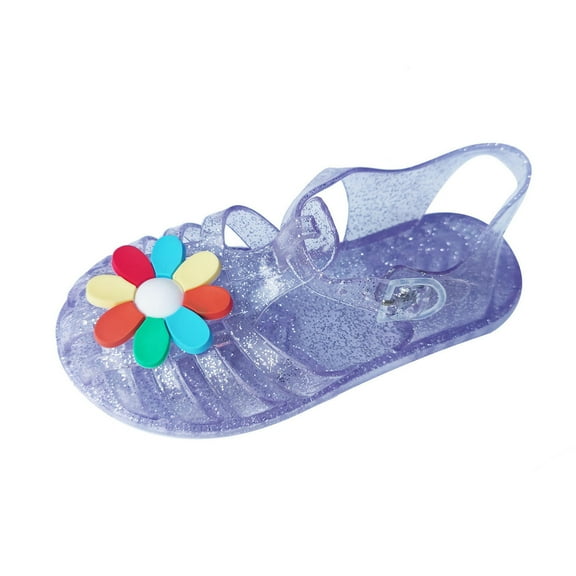 Odeerbi Toddler Girls Jelly Sandals Comfortable Summer Sandals Baby Cute Hollow Out Non-slip Shoes Soft Sole Beach Roman Sandals Purple