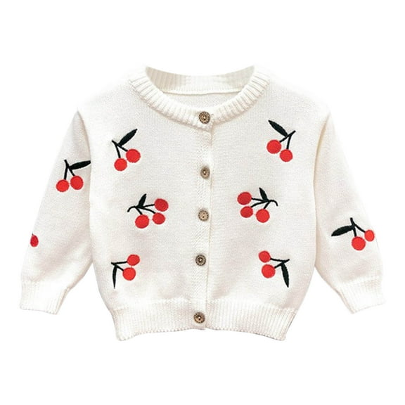 Odeerbi Toddler Girls Knit Cardigan Sweater Fall Winter Thermal Sweater 1-8 Years Patchwork Heart-shaped Loose Button Up Long Sleeve Sweater Cardigan Toddler Clothes White