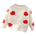 thumbnail image 1 of Odeerbi Toddler Girls Knit Cardigan Sweater Fall Winter Thermal Sweater 1-8 Years Patchwork Heart-shaped Loose Button Up Long Sleeve Sweater Cardigan Toddler Clothes Beige, 1 of 8