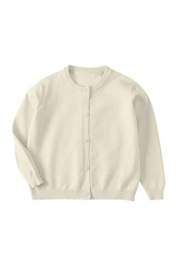 Toddler Girls Knit Cardigan Sweater Toddler Kids Baby 2025 Fashion Cute Color Long Sleeve Thin Style Button Cardigan Coat Beige 2-3 Years
