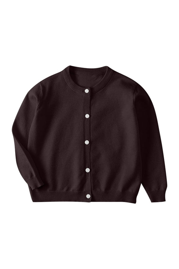 Toddler Girls Knit Cardigan Sweater Toddler Kids Baby 2025 Fashion Cute Color Long Sleeve Thin Style Button Cardigan Coat Brown 18-24 Months