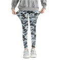 thumbnail image 1 of Odeerbi Kids Girls Leggings Camouflage Stretchy Tights Pants High Waist Camouflage Printed Pants Stretchy Soft Tights Kids Summer School Wearing Gray, 1 of 5