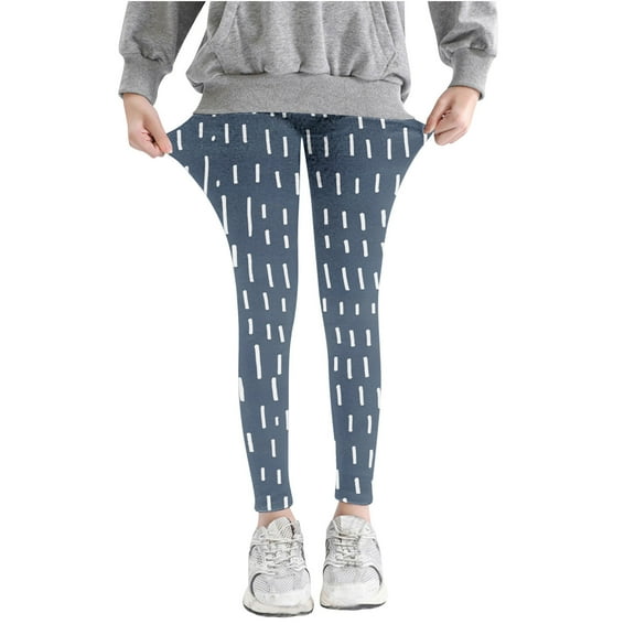 Odeerbi Kids Girls Leggings Cartoon Print Stretchy Tights Pants High Waist Line Printed Pants Stretchy Soft Tights Kids Summer School Wearing Navy