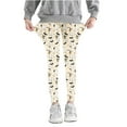 thumbnail image 1 of Odeerbi Toddler Girls Leggings Halloween Ghost Print Stretchy Tights Pants 3-8 Years Kids Soft Comfortable Ankle Length Printed Leggings Beige, 1 of 5