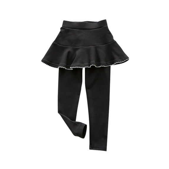 Odeerbi Toddler Girls Leggings with Skirt Tutu Pants Cotton Stretchy Tights Pants Toddler Kids Comfortable Leggings Great Softness Breathable Pants Skirt Toddler Clothes Black
