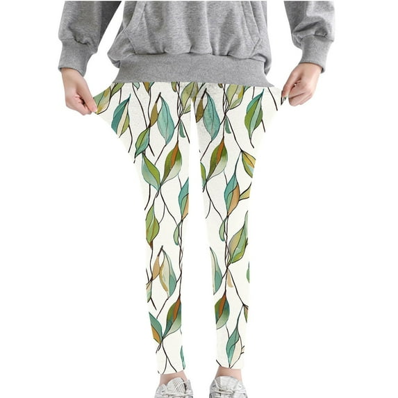 Odeerbi Toddler Girls Leggings Stretchy Tights Pants 3-8 Years Kids Soft Comfortable Leggings Ankle Length Printed Leggings Mint Green