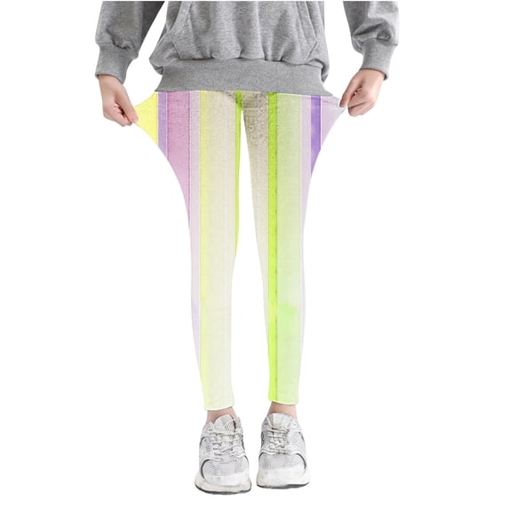 Odeerbi Toddler Girls Leggings Tie-dye Stretchy Tights Pants Gradient Printed Pants High Waist Stretchy Soft Tights Kids Summer School Wearing Purple