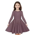thumbnail image 1 of Odeerbi Toddler Girls Long Sleeve A-Line Dress Spring Cute Flared Swing Dress Solid Color Stretchy Skater Dress Twirly School Recital Dress Toddler Girls Clothes, 1 of 9
