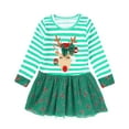 thumbnail image 1 of Odeerbi Toddler Girls Long Sleeve Christmas Dress Fall Winter New Christmas Lattice Sleeping Skirt Princess Dress Green, 1 of 1