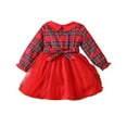 thumbnail image 1 of Odeerbi Kids Girls Long Sleeve Christmas Dress Peter Pan Collar Bowknot Plaid Tulle Dress Fall Winter Children's Clothing Spring Stylish Skirt Baby Dress Red, 1 of 8