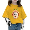 thumbnail image 1 of Odeerbi Toddler Girls Long Sleeve Cotton Patchwork Shirt Fall Winter Base Layer Striped Undershirt New Bottoming Shirt Children's Base Shirt Fake Two Piece Top Yellow, 1 of 4