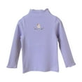 thumbnail image 1 of Odeerbi Toddler Girls Long Sleeve Tees Mock Neck Cotton Basic Layering T-shirt 1-10 Years Cute Rabbit Printed Half High Collar Base Layer T-shirt Round Neck Top Purple, 1 of 1