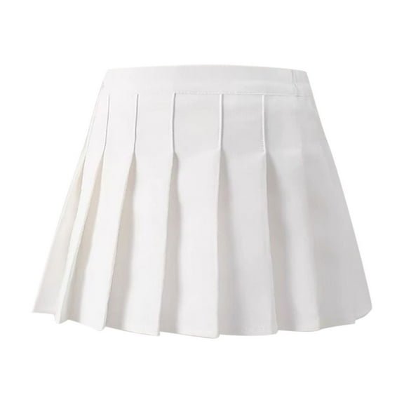 Odeerbi Toddler Girls Pleated Skirt with Bike Shorts College Style Uniform Pleated Skirt Fashion Solid Color A-line Short Skirt Toddler Clothes White
