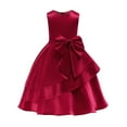 thumbnail image 1 of Odeerbi Toddler Girls Princess Dresses Party Gowns Printed Dress Sleeveless Formal Dress Round Neck Evening Dress Burgundy, 1 of 5