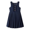 thumbnail image 1 of Odeerbi Toddler Girls School Uniform Tank Dress Solid Color Sleeveless A-Line Pleated Dress, 1 of 6