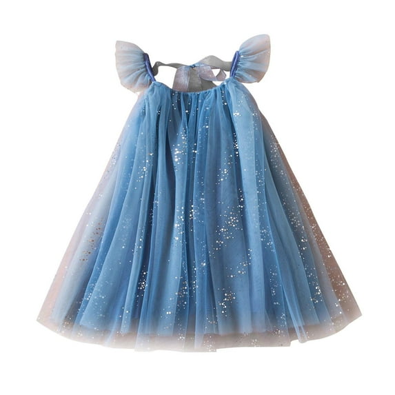 Odeerbi Toddler Girls Sequin Sparkly Tulle Tutu Dress Summer Ruffle Sleeve Bow Princess Dress Sleeveless Round Neck Mesh Dress Toddler Girls Clothes