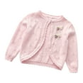 thumbnail image 1 of Odeerbi Toddler Girls Shrugs Dress Cover Up Cropped Cardigan Fashionable Loose Button Cardigan Perforated Round Neck Long Sleeve Casual Tops Pink, 1 of 4