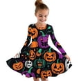 thumbnail image 1 of Odeerbi Toddler Girls Skater Twirl A-Line Dress Long Sleeve Pleated Dancing Dress Spring Fall Halloween Dress 4-14 Years Children Halloween Printed Princess Dress Toddler Clothes Black, 1 of 4