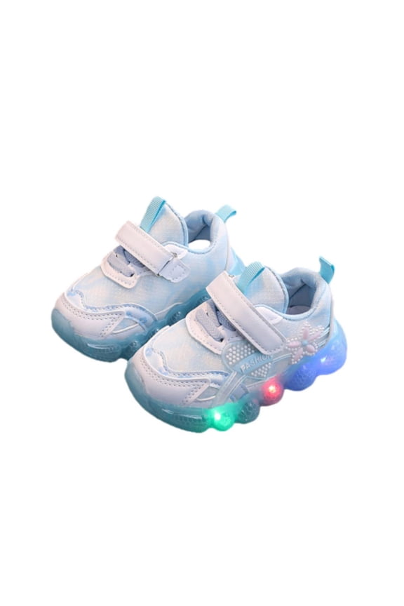 Toddler Girls Sneakers Kids LED Light Up Running Sports Shoes Luminous Athletic Shoes Blue