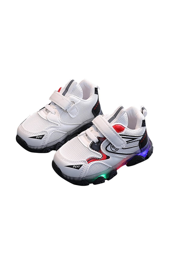 Toddler Girls Sneakers Kids LED Light Up Running Sports Shoes Luminous Athletic Shoes White-1