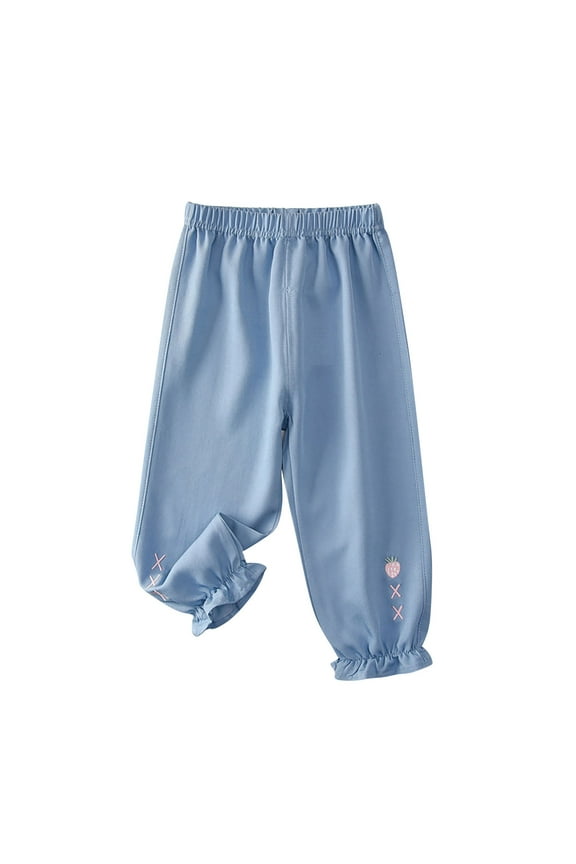 Toddler Girls Soft Loose Denim Pants Cartoon Printed Jogger Jeans Spring Summer Children's Basic Casual Print Full Length Jean Pants Light Blue