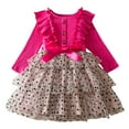 thumbnail image 1 of Odeerbi Toddler Girls Spring Fall Princess Dresses New Lace Long Sleeve Ruffled Formal Dresses Round Neck Embroidery Mesh Bow Skirt Hot Pink, 1 of 5