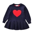 thumbnail image 1 of Odeerbi Toddler Girls Spring Fall Sweater Dress Cute Valentine's Day Cotton Knit Dresses Fashion Heart Printed Round Neck Long Sleeve Pleated Dress Toddler Girls Clothes, 1 of 7