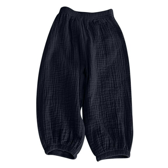 Odeerbi Toddler Girls Summer Cotton Linen Knickers Renaissance Pants Cute Sweet Elasticity Flared Pants Trousers Toddler Kids Baby 2025 Fashion Pants Leggings Black 2-3 Years