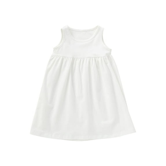 Odeerbi Toddler Girls Summer Cotton Tank Dress Cute A-Line Sun Dress Kids Solid Color Sleeveless Camisole Dress Toddler Girls Clothes