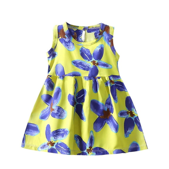 Odeerbi Toddler Girls Summer Cotton Tank Dress Cute Floral Sun Dress Comfortable Sleeveless A-Line Dress Toddler Girls Clothes