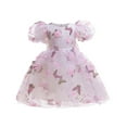 thumbnail image 1 of Odeerbi Toddler Girls Summer Floral Lace Embroidered Princess Dress Cute Flower Girl Dress Ruffled Short Sleeve Party Birthday Dress Toddler Girls Clothes, 1 of 3