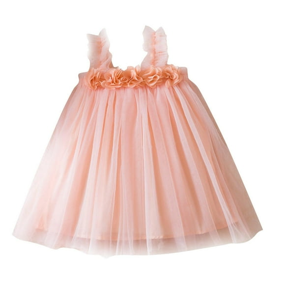 Odeerbi Toddler Girls Summer Tulle Tutu Dress Cute Ruffle Slip Strap Princess Dresses Sleeveless Lace Mesh Dress Toddler Girls Clothes
