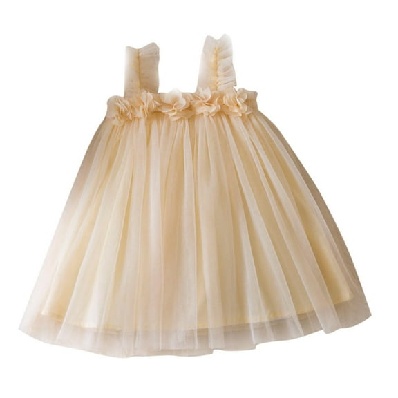 Odeerbi Toddler Girls Summer Tulle Tutu Dress Cute Ruffle Slip Strap Princess Dresses Sleeveless Lace Mesh Dress Toddler Girls Clothes