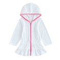 thumbnail image 1 of Odeerbi Toddler Girls Swimsuit Cover Up Hooded Bikini Coverups Fashion Solid Color Zipper Cover Up Dress Long Robe Long Sleeve Beach Skirt Toddler Clothes White, 1 of 3