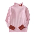 thumbnail image 1 of Odeerbi Kids Girls Turtleneck Sweater Rib Knit Sweater Children's Baby Fall Winter Sweater Knitted Tops Fashion Basic Layering T-shirt Pink, 1 of 3