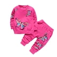 thumbnail image 1 of Odeerbi Toddler Girls Winter Outfits Cartoon Print Sweatsuits Print Long Sleeve Sweatshirt Sweatpants Two-Piece Set Fashion Tracksuit Hot Pink, 1 of 4