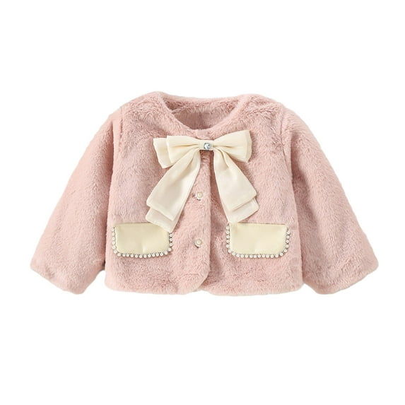 Odeerbi Toddler Girls Winter Wool Coat Waterproof Fleece Lined Winter Coat Thick Down Coats Puffy Cotton Jackets With Hood Pink 3-4 Years
