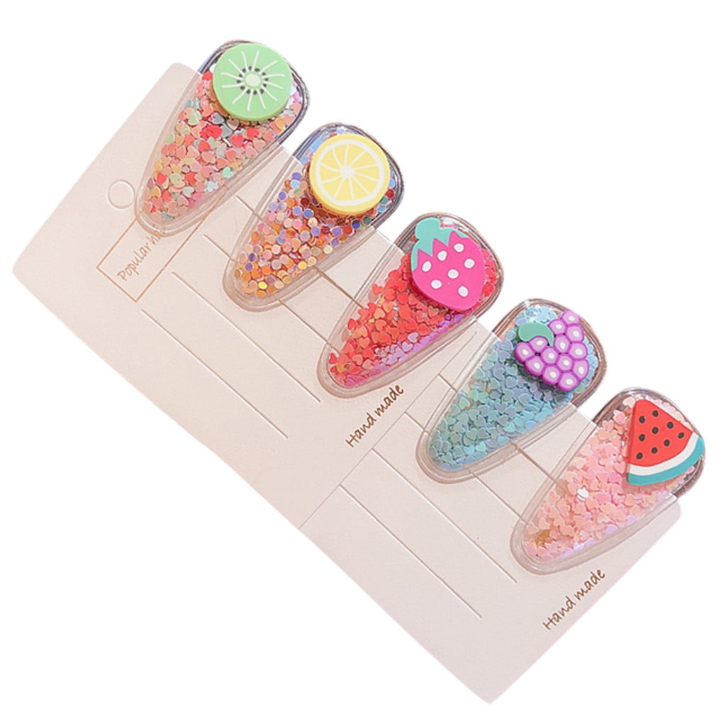 Odeerbi Toddler Hair Clips Girls Cute Hair Clips 5 PCS Fruit Hairclip Set Barrettes Hairpin Kids Infant Baby Headband Multicolor