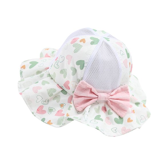 Odeerbi Toddler Hat Baby Boys Girls Cotton Bucket Hat Summer Sun Hat for Sun Protection 2025 Fashion Heart Print Mesh Breathable Cap Cute Sunscreen Hat Green