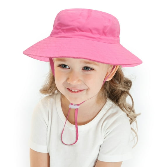 Odeerbi Toddler Hat Boys Girls Cotton Bucket Hat Summer Sun Hat for Sun Protection Baby Fashion Cute Solid Color Sunscreen Cap Hot Pink