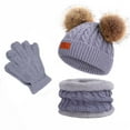thumbnail image 1 of Odeerbi Toddler Hat Boys Girls Knitted Beanie with A Pompom Bobble Hat Kids Winter Warm Thick Ski Cap Scarf Gloves Set Gray - B, 1 of 4