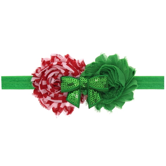 Odeerbi Toddler Headbands Baby Boys Girls Cute Headbands with Bows Christmas Headband Two Raw-edged Flowers Glitter Bowknot Elastic Hairband Kids Hair Accessories