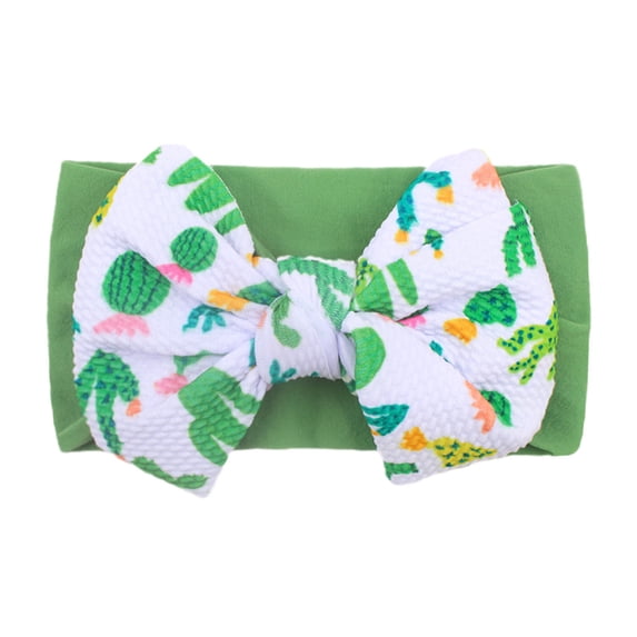 Odeerbi Toddler Headbands Baby Boys Girls Cute Headbands with Bows 1PC Newborn Infant Print Bow Headband Stretch Hairband Green