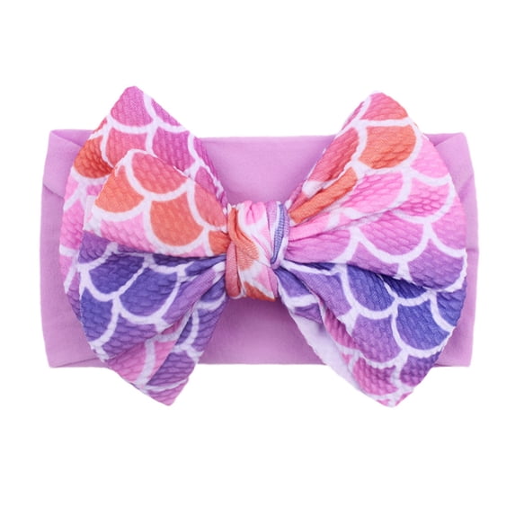 Odeerbi Toddler Headbands Baby Boys Girls Cute Headbands with Bows 1PC Newborn Infant Print Bow Headband Stretch Hairband Purple